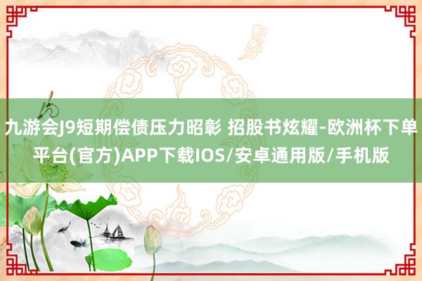 九游会J9短期偿债压力昭彰 招股书炫耀-欧洲杯下单平台(官方)APP下载IOS/安卓通用版/手机版