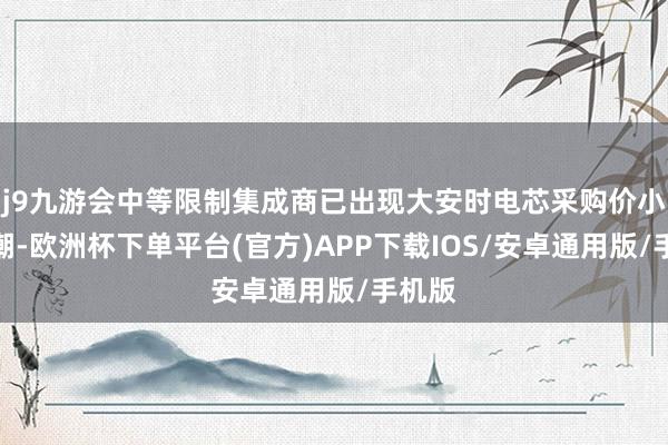 j9九游会中等限制集成商已出现大安时电芯采购价小幅高潮-欧洲杯下单平台(官方)APP下载IOS/安卓通用版/手机版